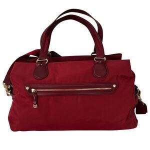 Tumi Voyageur Boarding Tote Duffle Bag Travel Overnight Light Red Nylon/Leather